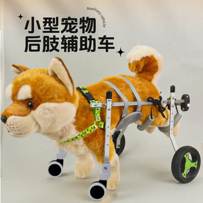 Metal Dog Wheelchair for Disabled Pets 4 Wheel Support Aid for Hind Legs Elderly Dogs Cats
