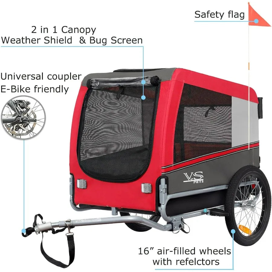 Pets Large Dog Bike Trailer Stroller for MediumLarge Dog or Multiple Small Dogs Pet Stroller for Dogs Up to 78 lbs