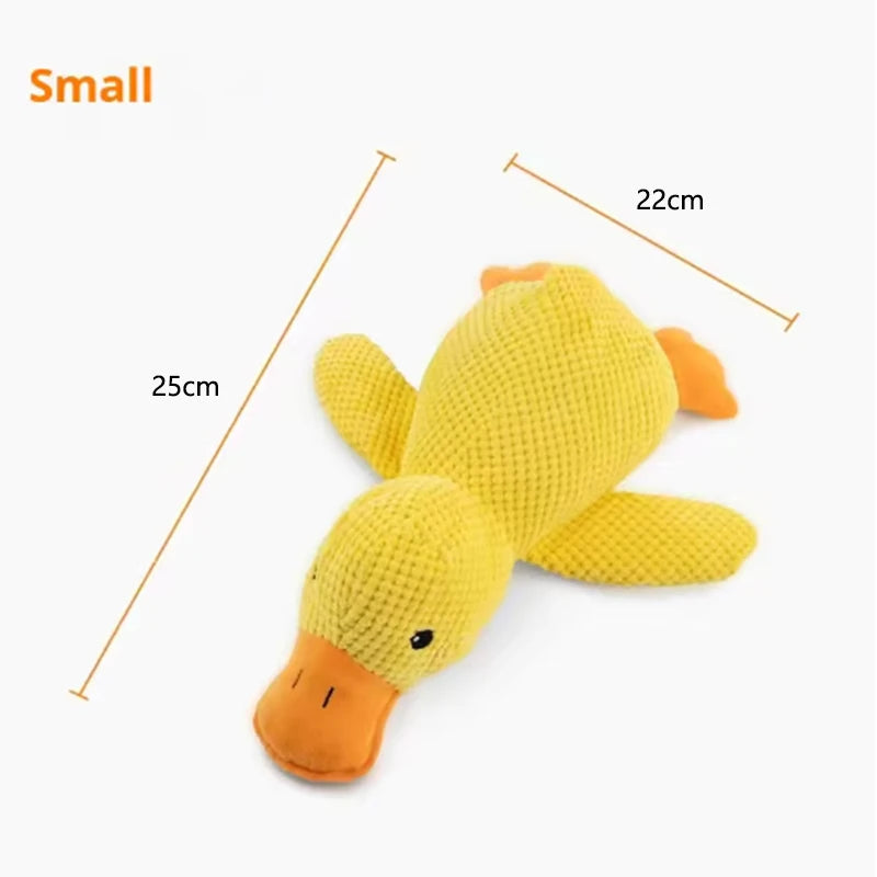 Dog sleeping with a dog hug duck toys to relieve boredom of little yellow duck pet interactive plush doll pet supplies