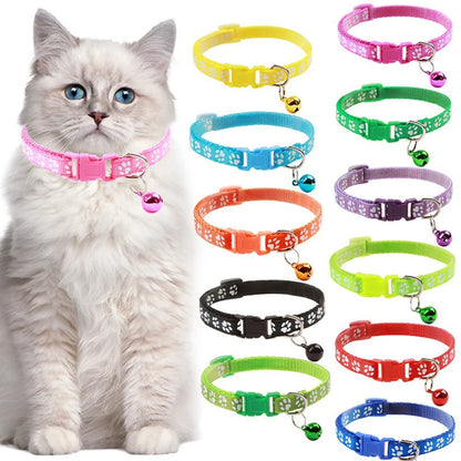 Hot pet for cat bell collar dog print cat collar multi-color optional necklace ring cat rope collar pet supplies