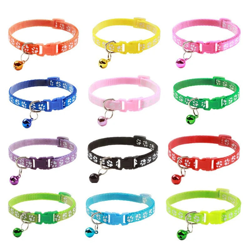 Hot pet for cat bell collar dog print cat collar multi-color optional necklace ring cat rope collar pet supplies
