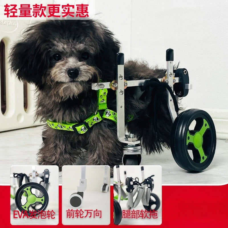 Metal Dog Wheelchair for Disabled Pets 4 Wheel Support Aid for Hind Legs Elderly Dogs Cats