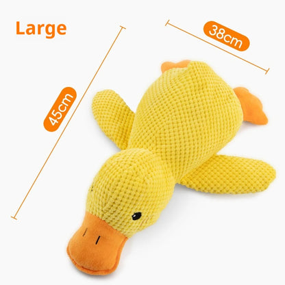 Dog sleeping with a dog hug duck toys to relieve boredom of little yellow duck pet interactive plush doll pet supplies