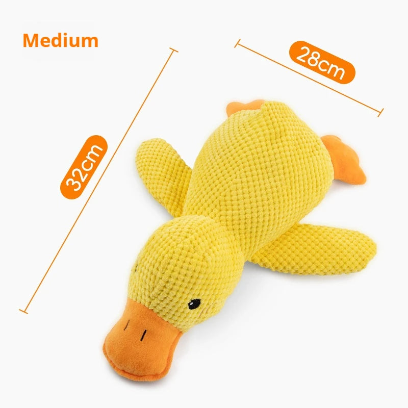 Dog sleeping with a dog hug duck toys to relieve boredom of little yellow duck pet interactive plush doll pet supplies
