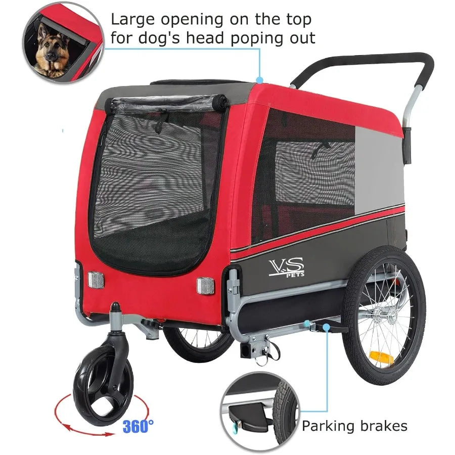 Pets Large Dog Bike Trailer Stroller for MediumLarge Dog or Multiple Small Dogs Pet Stroller for Dogs Up to 78 lbs