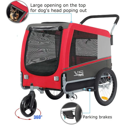 Pets Large Dog Bike Trailer Stroller for MediumLarge Dog or Multiple Small Dogs Pet Stroller for Dogs Up to 78 lbs