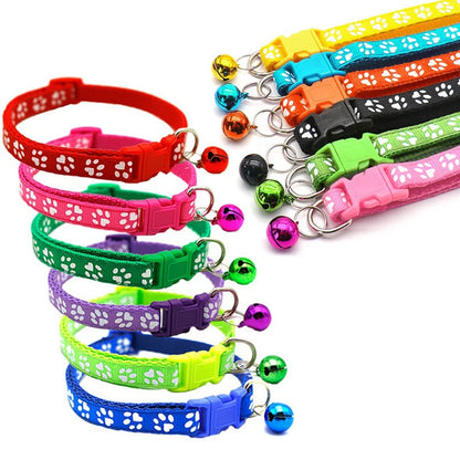 Hot pet for cat bell collar dog print cat collar multi-color optional necklace ring cat rope collar pet supplies