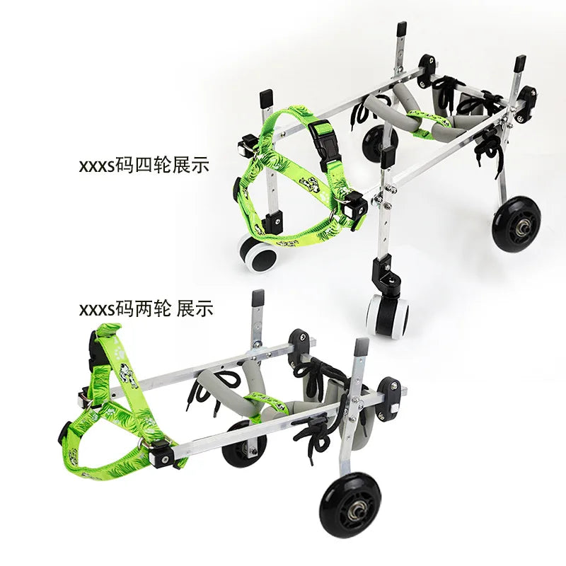 Metal Dog Wheelchair for Disabled Pets 4 Wheel Support Aid for Hind Legs Elderly Dogs Cats